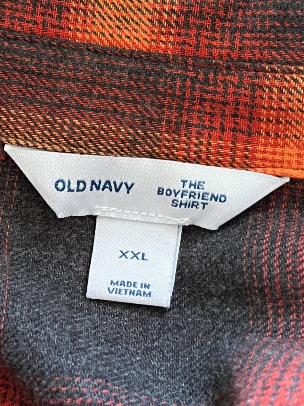 Old Navy Taylor Swift Evermore Flannel Plaid Boyfriend Shirt Orange Black XXL - Picture 5 of 6